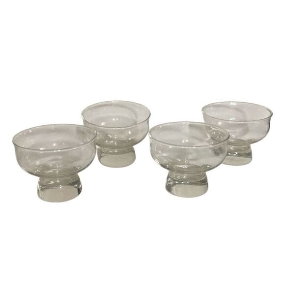 Clear Glass Dessert Pedestal Bowls Vintage Set of 4 - Picture 2 of 6